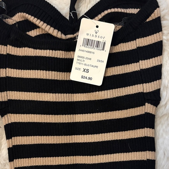 Windsor Black and Tan Striped Crop Top - Picture 3 of 3